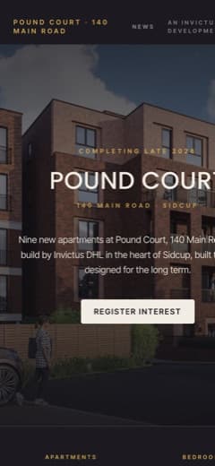 Pound Court development website on a mobile phone
